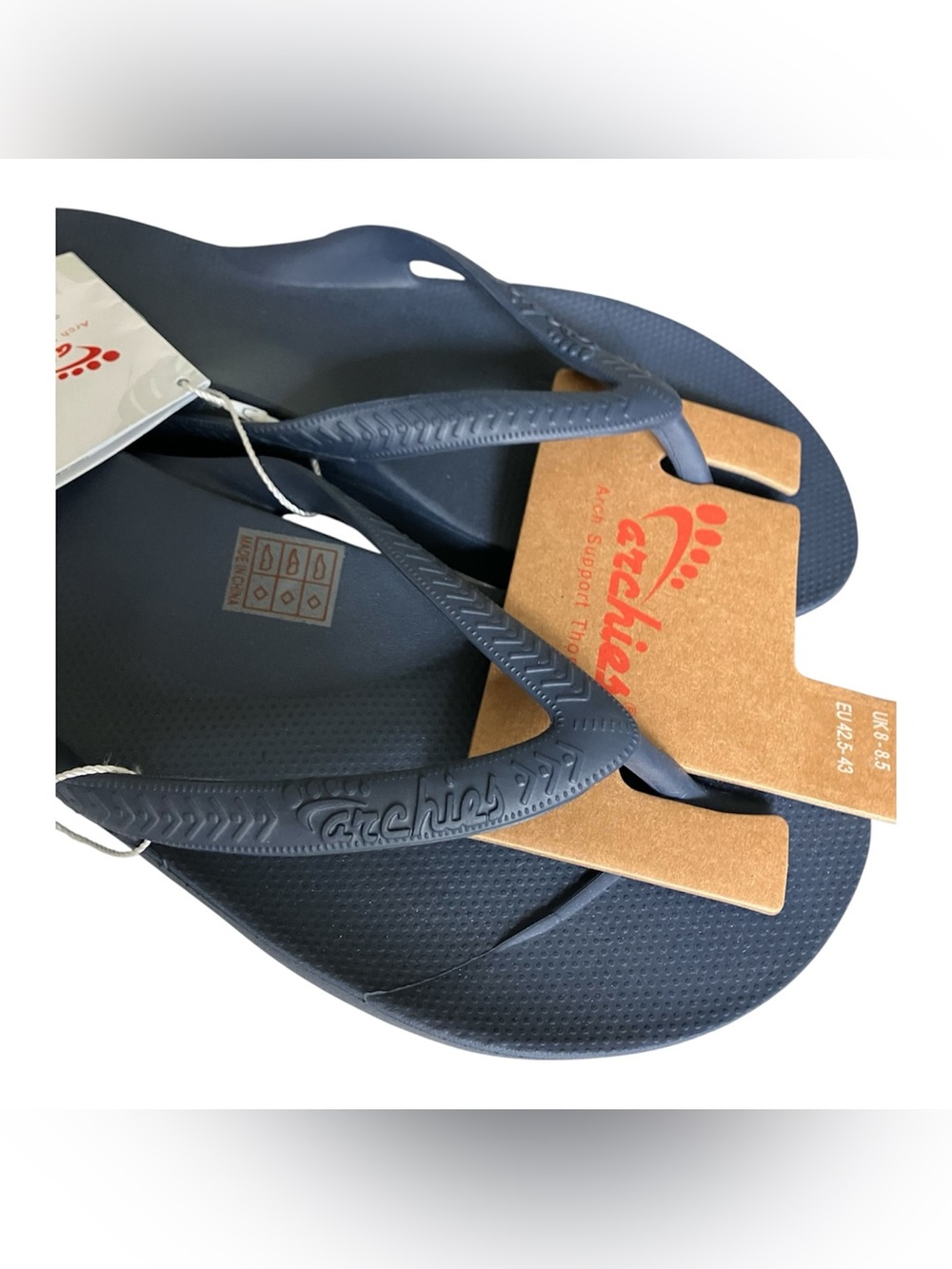 Archies Arch Support Flip Flops Navy Blue NWT Unisex US Men's 9/Women's 10